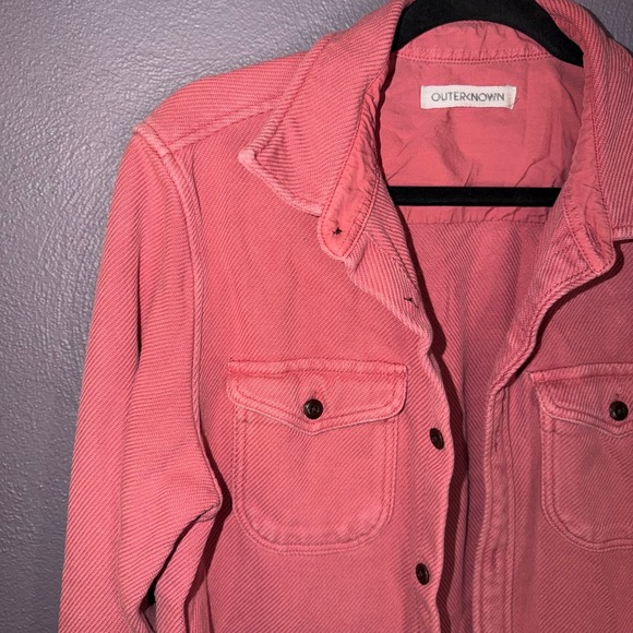 Outerknown Blanket Shirt Mens Sz S Salmon Organic Cotton Twill Shacket Unisex - Picture 2 of 6